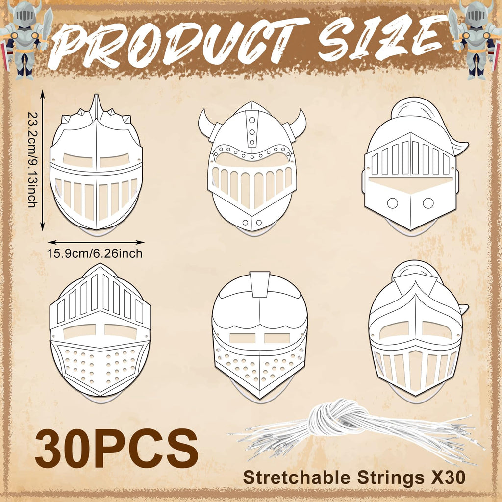 Liliful 30-Pack DIY Knight Mask Craft Kit – Blank Paper Masks for Bible Armor of God Activities