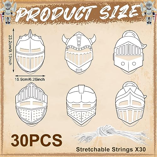 Liliful 30-Pack DIY Knight Mask Craft Kit – Blank Paper Masks for Bible Armor of God Activities