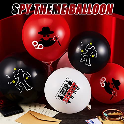 Liliful 60 Pack Red and Black Spy Theme Balloons - Classic Detective Party Decorations, 12 Inch Latex Balloons