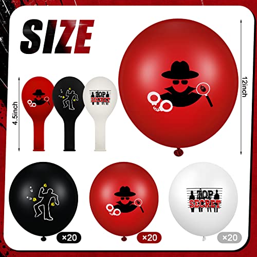 Liliful 60 Pack Red and Black Spy Theme Balloons - Classic Detective Party Decorations, 12 Inch Latex Balloons