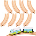Liliful 8-Piece Curved Wooden Train Track Expansion – Compatible with Most Brands, Forms a Circle