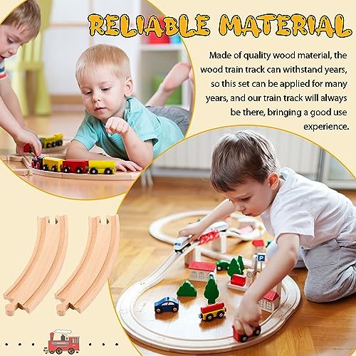 Liliful 8-Piece Curved Wooden Train Track Expansion – Compatible with Most Brands, Forms a Circle