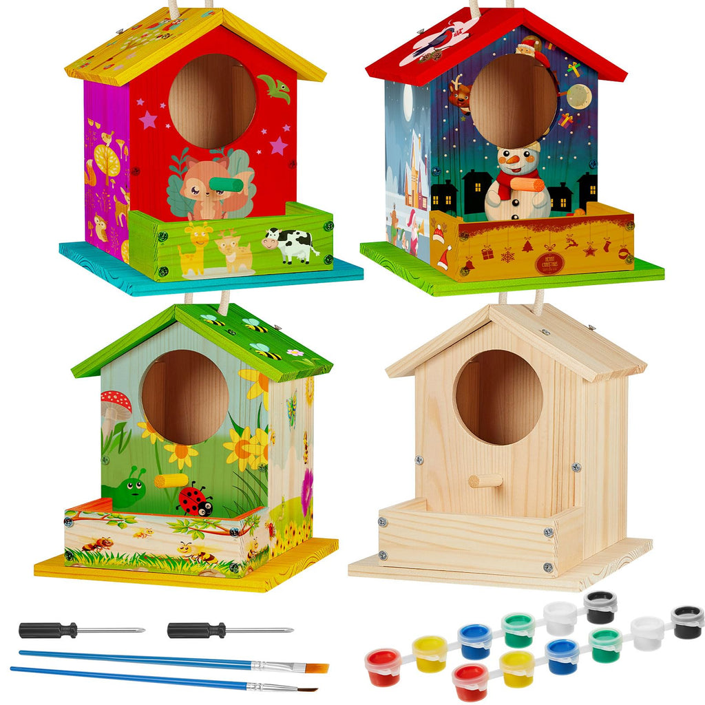 Liliful DIY Wooden Birdhouse Kit – Paint & Assemble Your Own Bird House, Crafts for Kids Ages 4-8