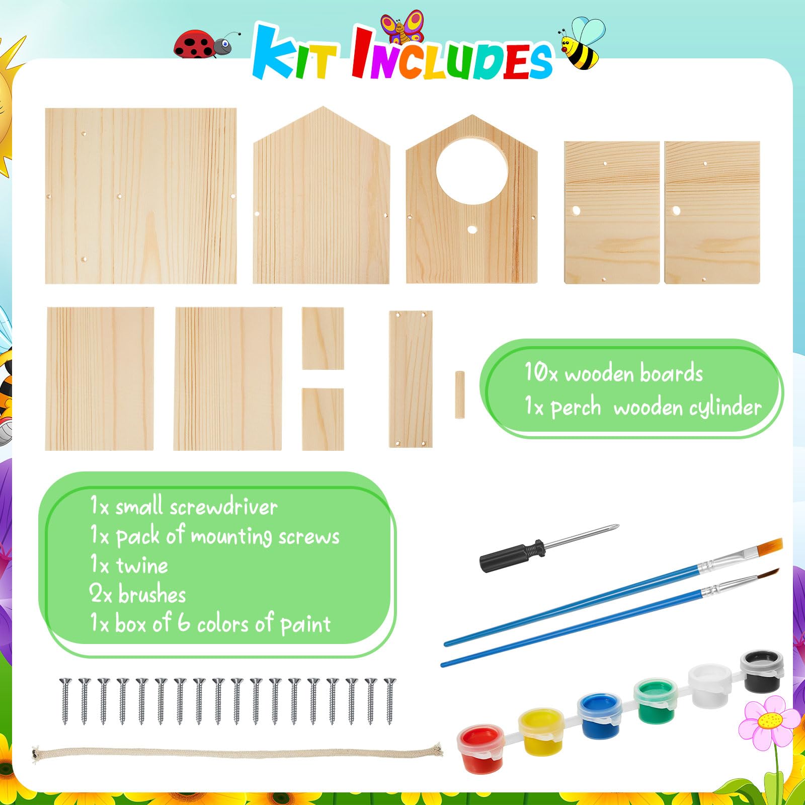 Liliful DIY Wooden Birdhouse Kit – Paint & Assemble Your Own Bird House, Crafts for Kids Ages 4-8