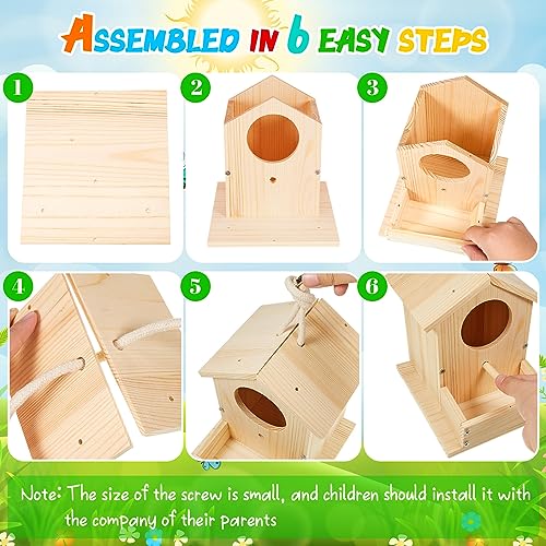 Liliful DIY Wooden Birdhouse Kit – Paint & Assemble Your Own Bird House, Crafts for Kids Ages 4-8