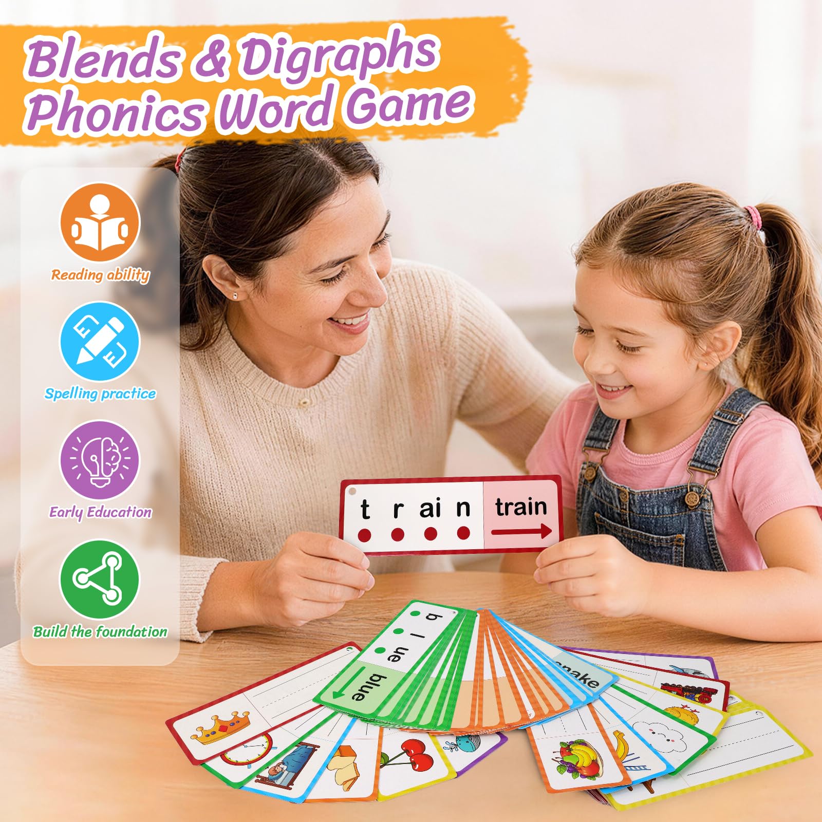 LilLaufy Phonics Flash Cards – Blends, Digraphs & Sight Word Games for Toddlers
