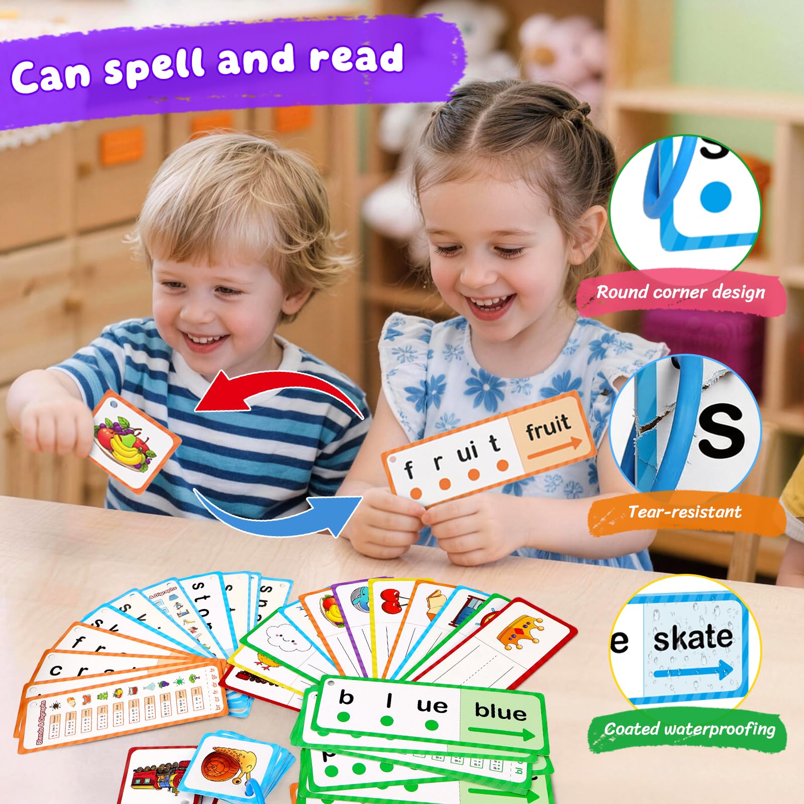 LilLaufy Phonics Flash Cards – Blends, Digraphs & Sight Word Games for Toddlers