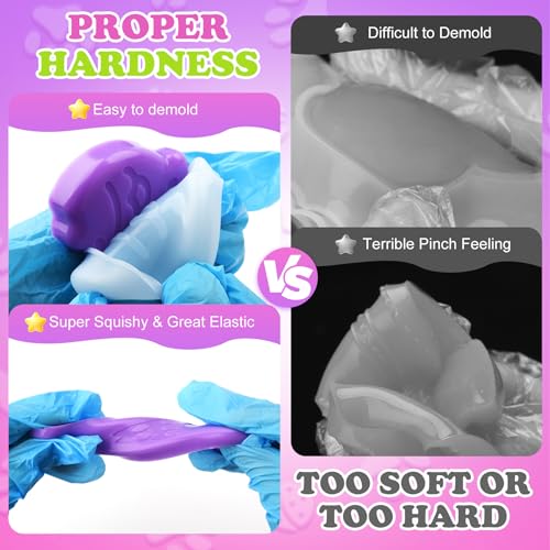 Limino Liquid Silicone Squishy Kit – 500g (18oz) Super Soft Silicone Rubber with 4 Molds for DIY Stress Relief Toys