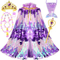 LIMIROLER Mermaid Dress Up Cape Kit – 9-Piece Princess Costume Set for Girls Ages 3-8