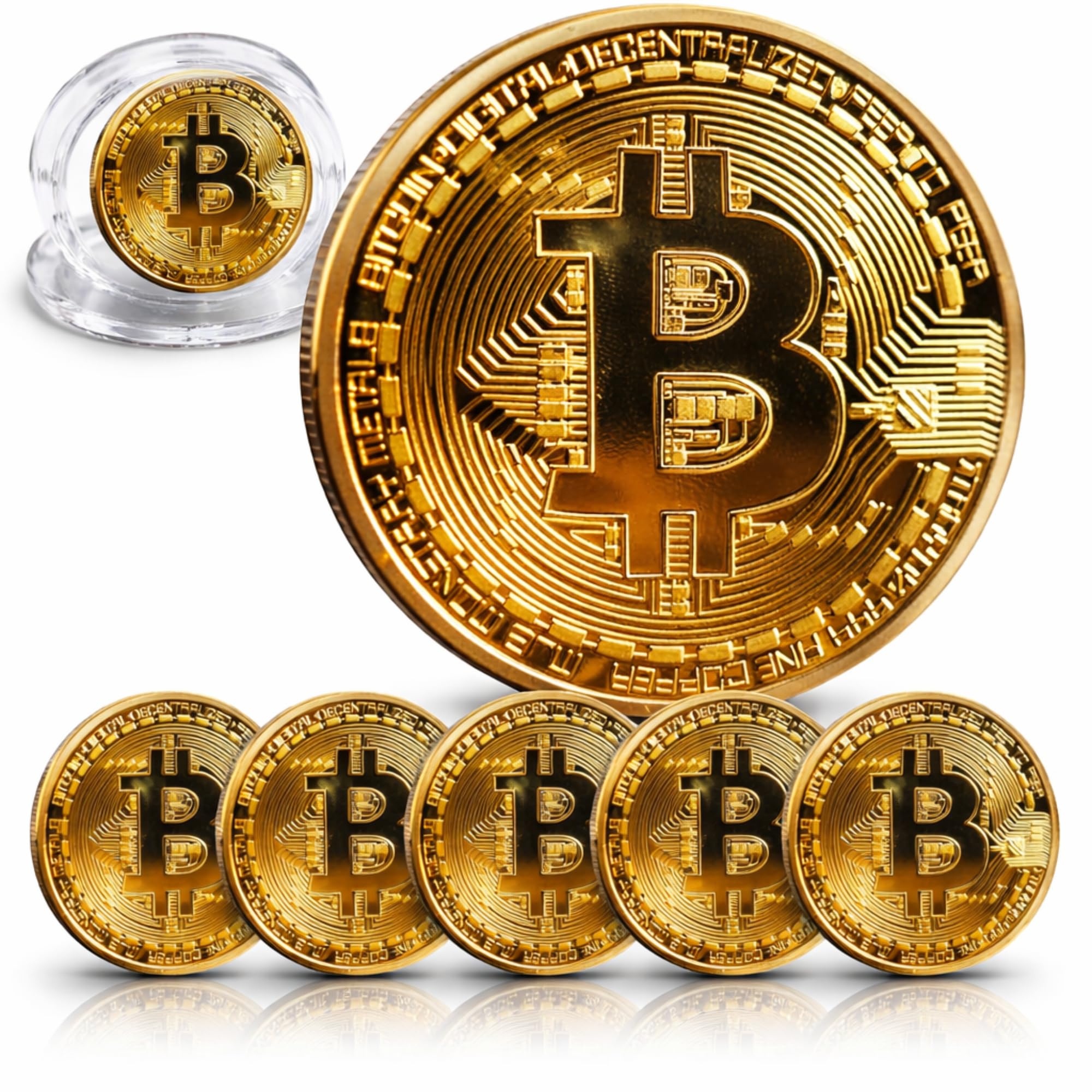 Limited Edition Commemorative Bitcoin Coin – Zinc Alloy Token with Acrylic Display Case – Novelty Collectible for Crypto Enthusiasts