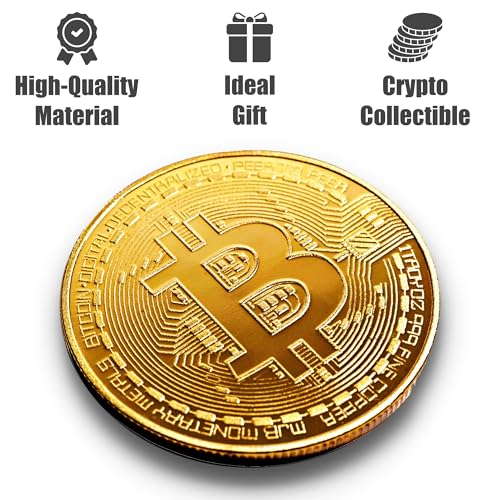 Limited Edition Commemorative Bitcoin Coin – Zinc Alloy Token with Acrylic Display Case – Novelty Collectible for Crypto Enthusiasts