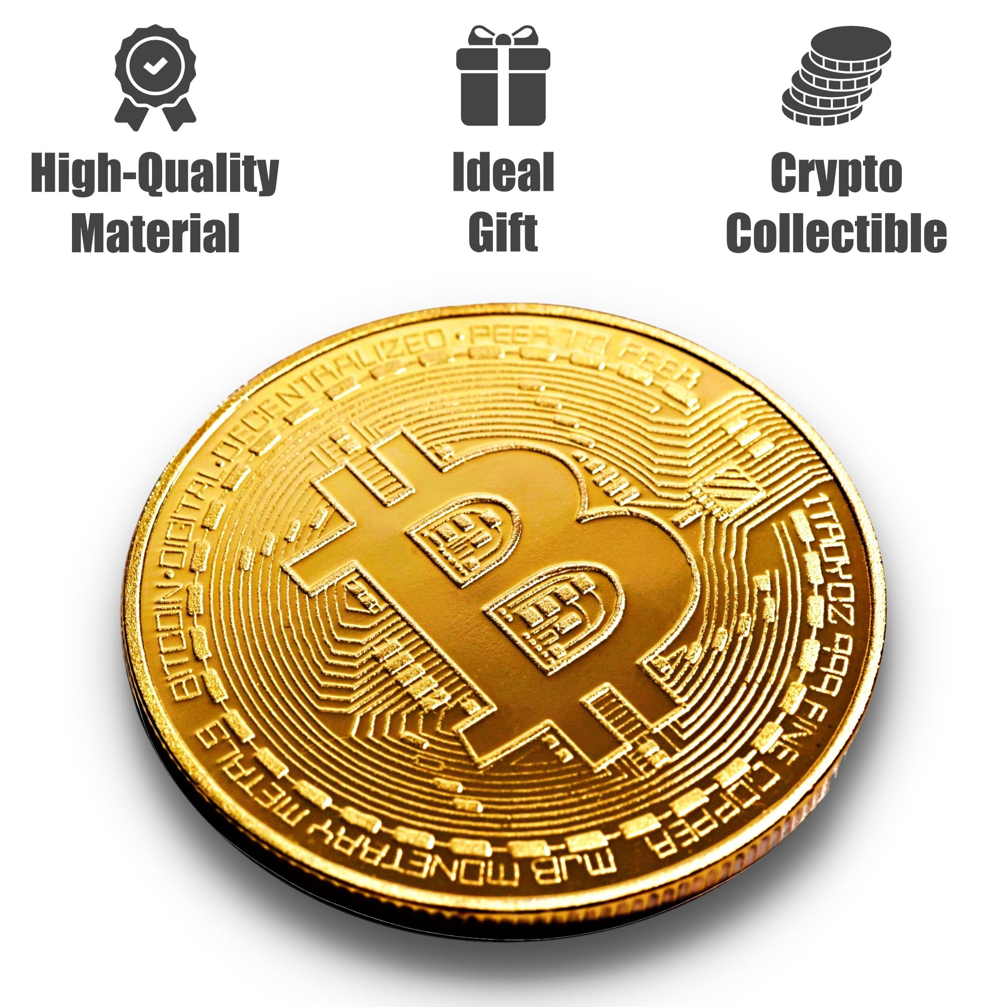 Limited Edition Commemorative Bitcoin Coin – Zinc Alloy Token with Acrylic Display Case – Novelty Collectible for Crypto Enthusiasts