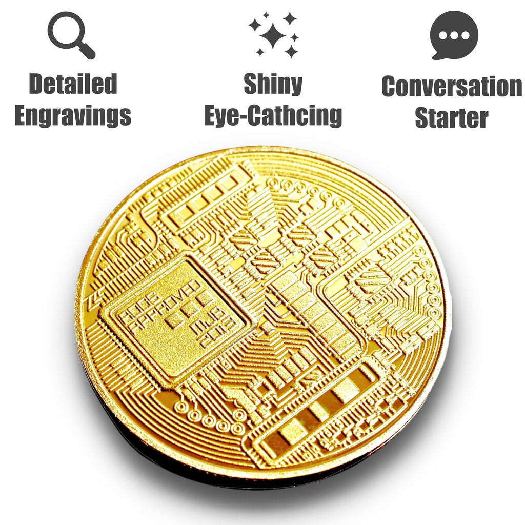 Limited Edition Commemorative Bitcoin Coin – Zinc Alloy Token with Acrylic Display Case – Novelty Collectible for Crypto Enthusiasts