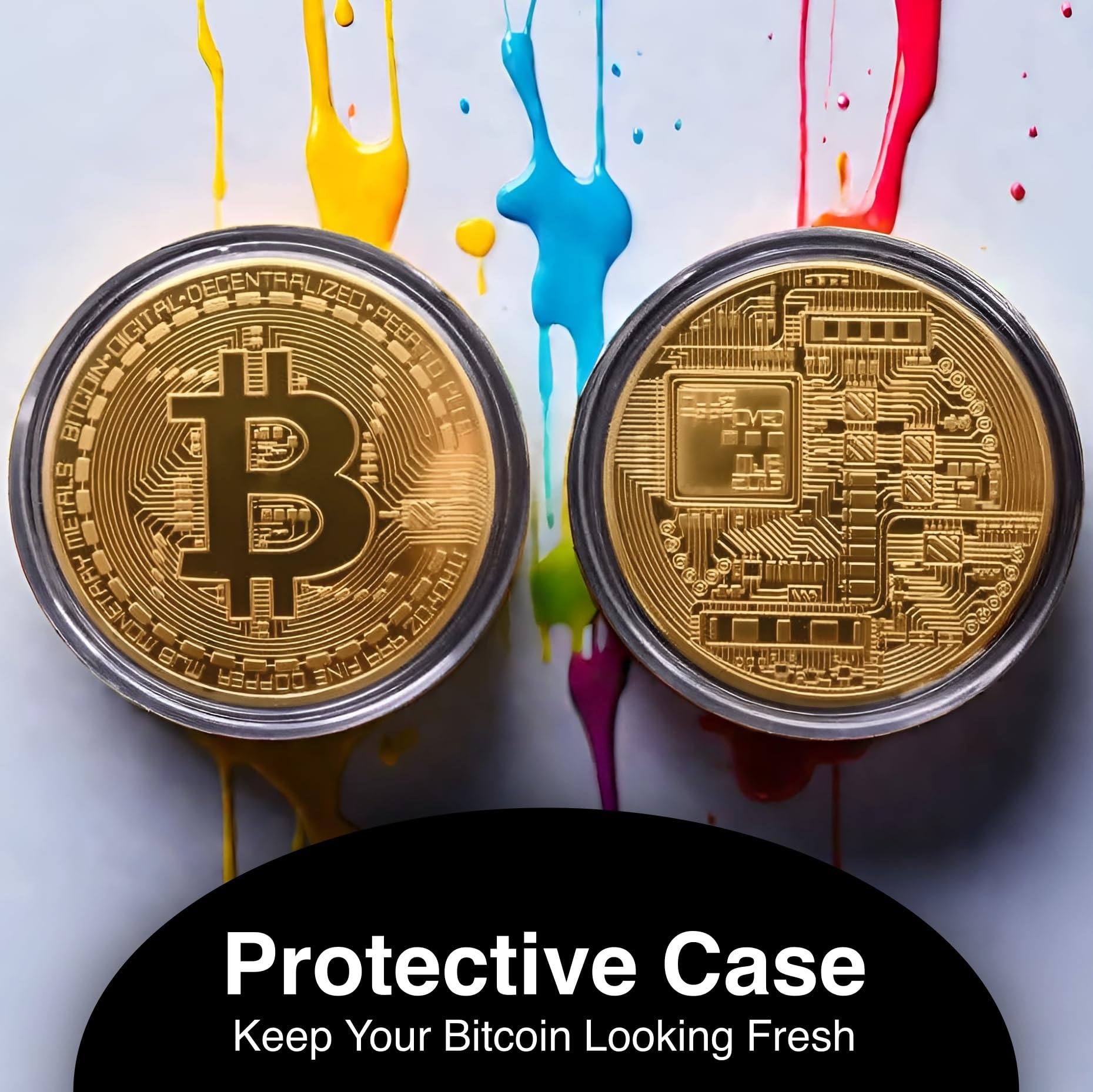 Limited Edition Commemorative Bitcoin Coin – Zinc Alloy Token with Acrylic Display Case – Novelty Collectible for Crypto Enthusiasts