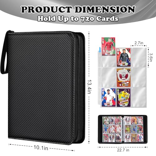 LIMSTDIC 720-Pocket Card Binder – 40 Double-Sided Pages, Zippered PU Album for TCG, MTG, Sports & Collectible Cards (Black)
