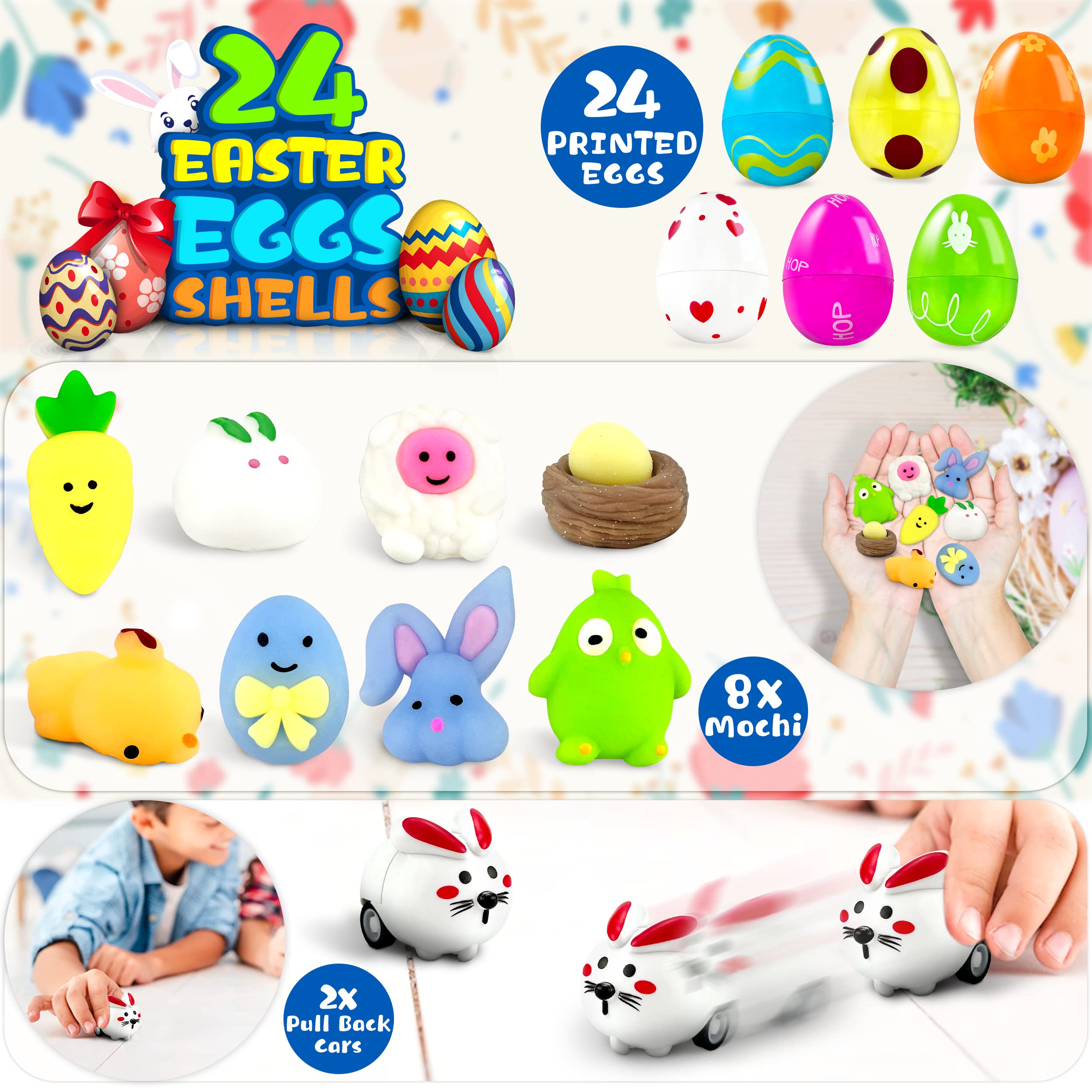 LINAYE 24 Prefilled Easter Eggs with Surprise Toys Inside – Perfect for Egg Hunts and Basket Stuffers
