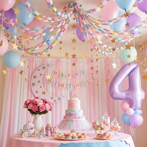 Lincia 600 Sheet Macaron Paper Chain Strips 1x8 Inches with Double-Sided Tape for DIY Party Garland