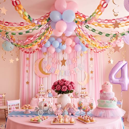 Lincia 600 Sheets Paper Chain Garland Strips – 1x8 Inches, 20 Colors, DIY Craft with Double Sided Tape (Bright)