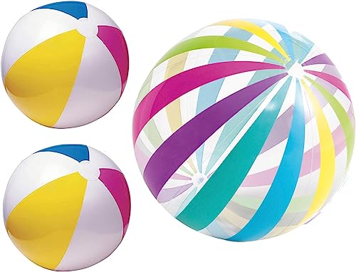LINE42 Beach Ball Set of 3 – Jumbo 42-Inch & Two 24-Inch Pastel Beach Balls