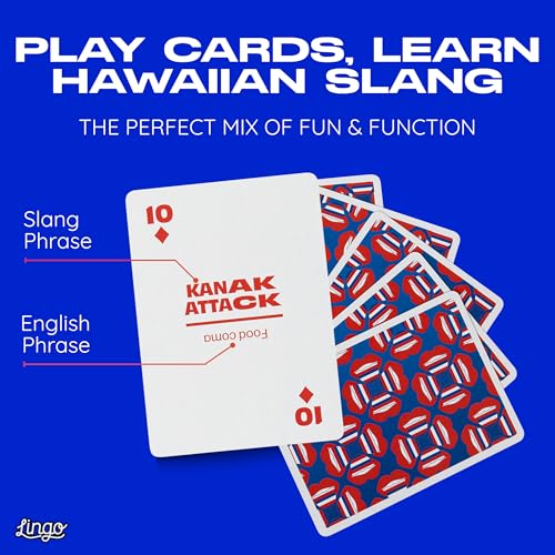 Lingo Hawaiian Playing Cards – Learn Hawaiian Slang with 52 Essential Translations and Phonetics
