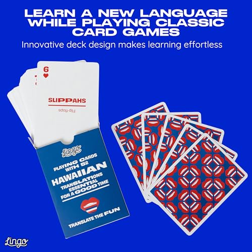 Lingo Hawaiian Playing Cards – Learn Hawaiian Slang with 52 Essential Translations and Phonetics