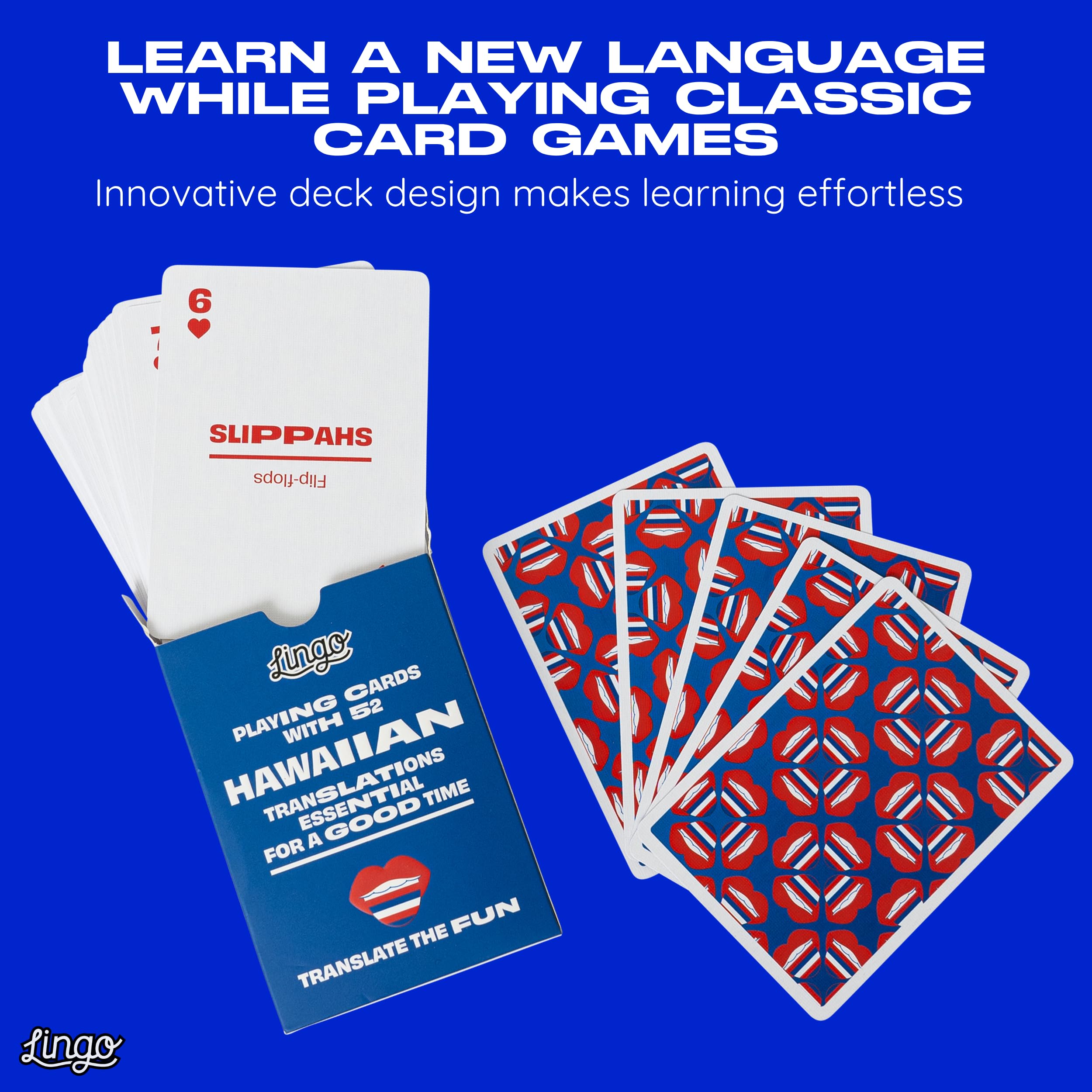 Lingo Hawaiian Playing Cards – Learn Hawaiian Slang with 52 Essential Translations and Phonetics