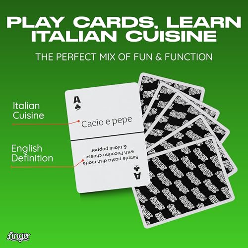 Lingo Italian Street Food Playing Cards – 54-Card Deck with Authentic Recipes and Travel Tips