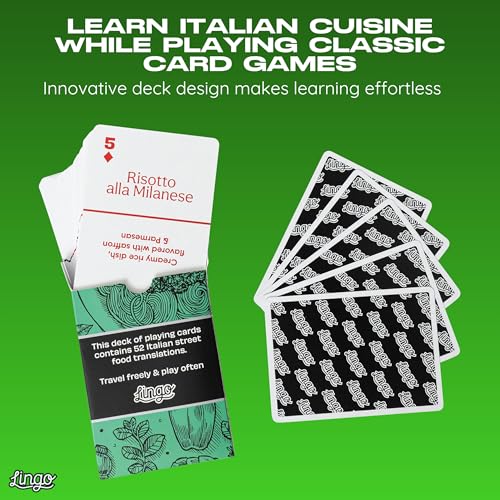 Lingo Italian Street Food Playing Cards – 54-Card Deck with Authentic Recipes and Travel Tips