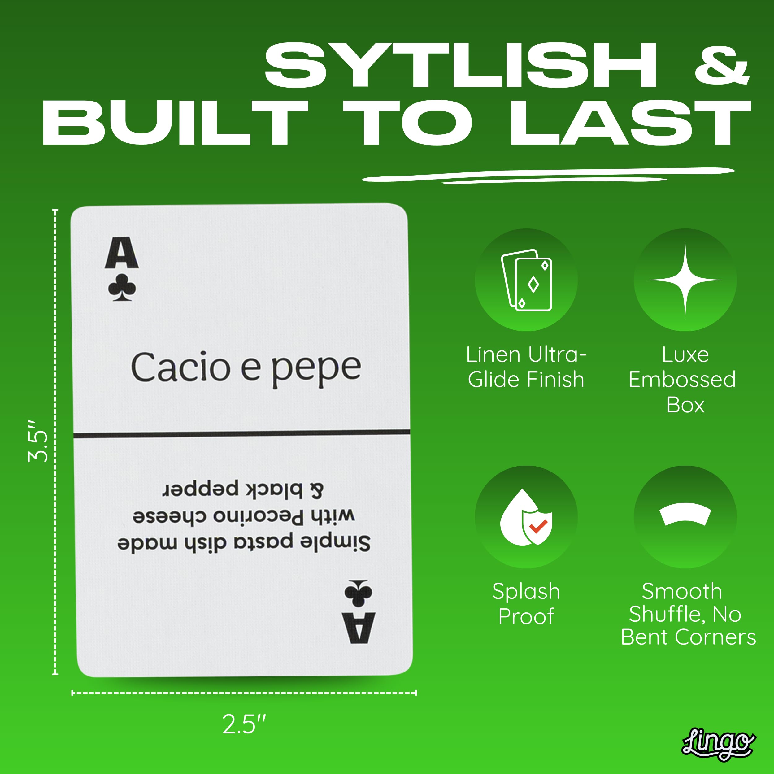 Lingo Italian Street Food Playing Cards – 54-Card Deck with Authentic Recipes and Travel Tips