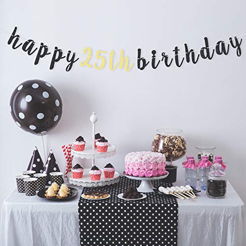 LINGTEER 25th Birthday Glitter Garland Banner - Cheers to 25 Years Old Party Decoration (6.7ft)