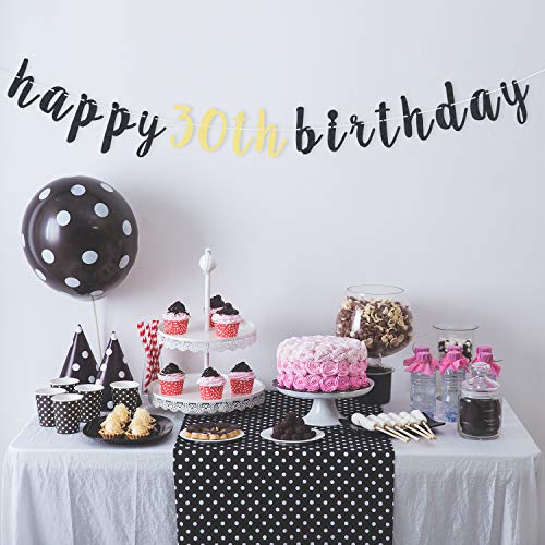 LINGTEER 30th Birthday Glitter Garland Banner 6.7ft - Cheers to Thirty Years Old Party Decoration