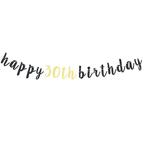 LINGTEER 30th Birthday Glitter Garland Banner 6.7ft - Cheers to Thirty Years Old Party Decoration