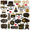LINGTEER 35-Piece 50th Birthday Photo Booth Props Set – Black & Gold Party Decorations