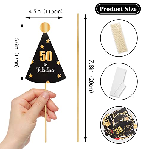 LINGTEER 35-Piece 50th Birthday Photo Booth Props Set – Black & Gold Party Decorations