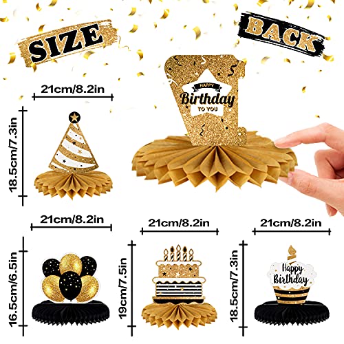 LINGTEER 8-Piece Gold Honeycomb Birthday Centerpieces for 17th Party Table Decor