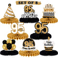 LINGTEER 95th Birthday Honeycomb Centerpieces - 8 Gold Table Decorations for 95 Years Old Party