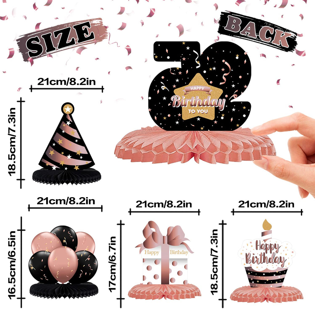 LINGTEER 95th Birthday Rose Gold Honeycomb Centerpieces Set of 8 – Cheers to 95 Years Party Table Decorations