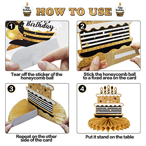 LINGTEER Gold 75th Birthday Centerpieces - 8 Honeycomb Table Decorations with Easy Assembly