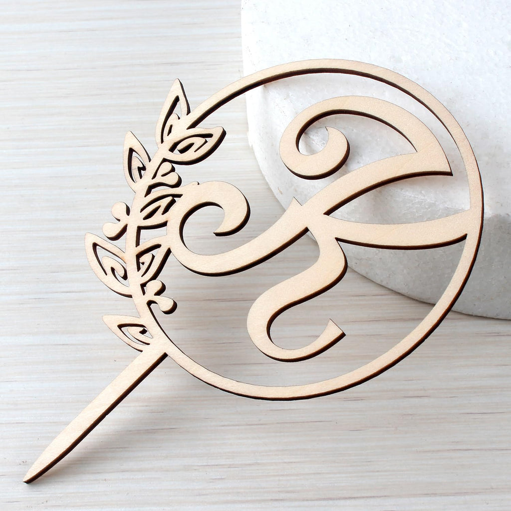LINGTEER Personalized Initial Letter K Wooden Cake Topper - 5.5 x 6.5 Inches, Rustic Wedding, Birthday, Anniversary Party Decoration