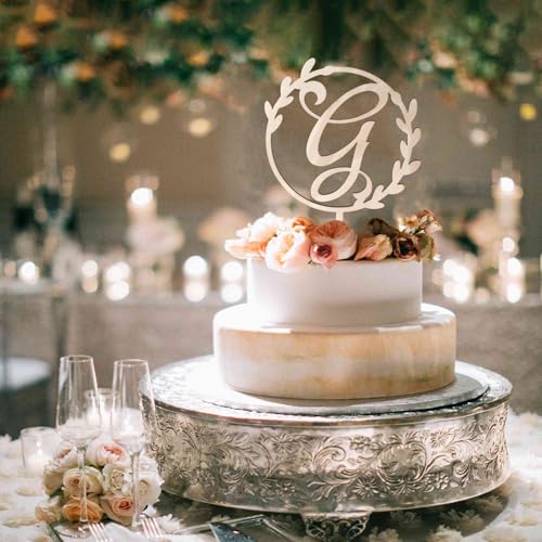 LINGTEER Personalized Letter G Wooden Cake Topper | 5.5 x 6.5 Inch Rustic Cake Decor for Birthday Wedding Anniversary