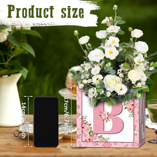 LINGTEER Pink Floral Baby Shower Centerpieces - Set of 6 DIY Paper Flower Boxes for Party Decor