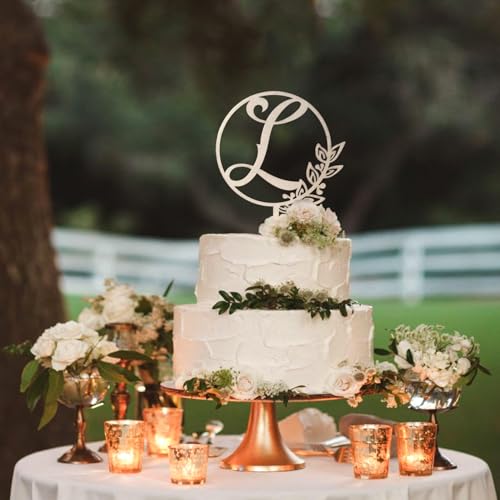 LINGTEER Wooden Initial Letter L Cake Topper – 5.5" x 6.5" Rustic for Birthday Wedding Anniversary
