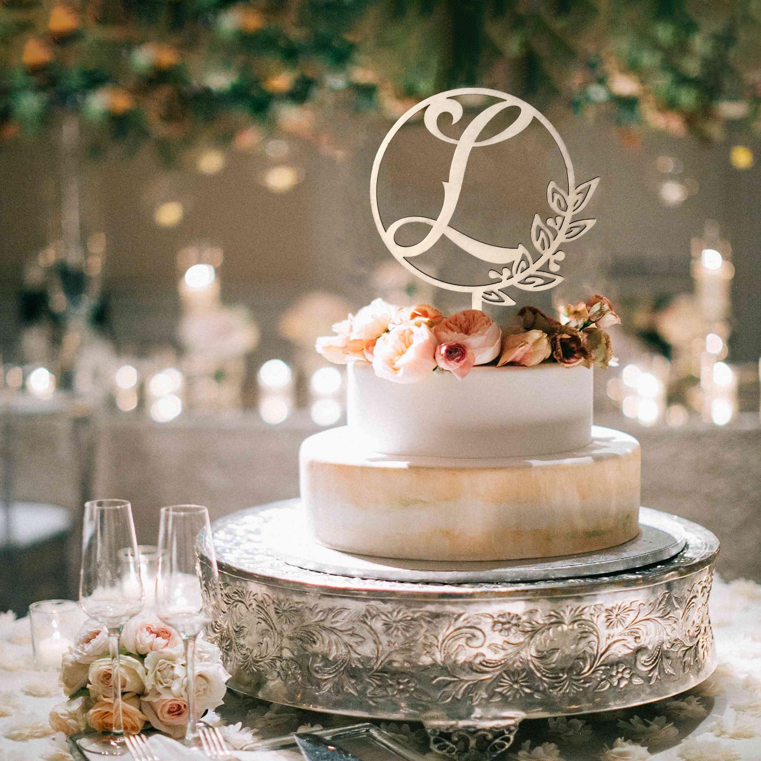 LINGTEER Wooden Initial Letter L Cake Topper – 5.5" x 6.5" Rustic for Birthday Wedding Anniversary
