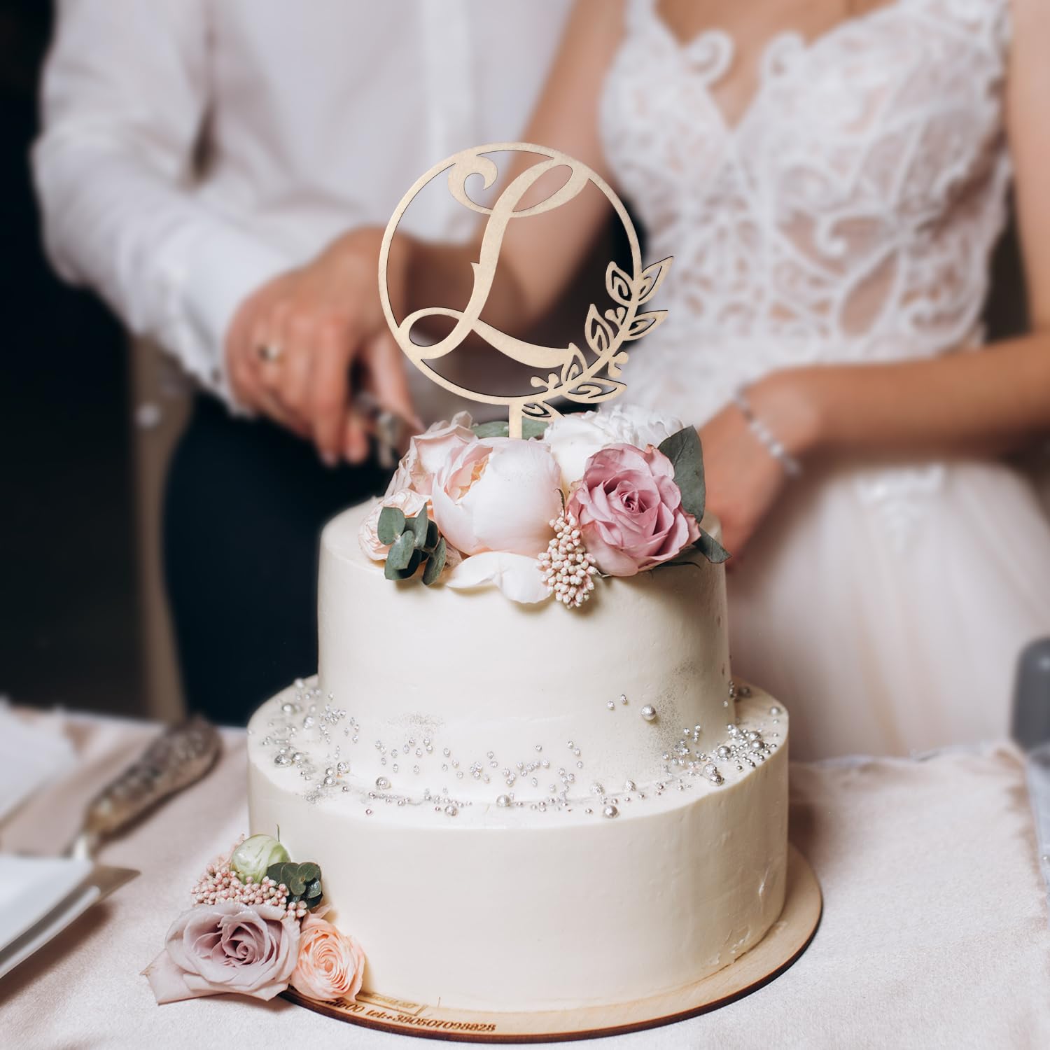LINGTEER Wooden Initial Letter L Cake Topper – 5.5" x 6.5" Rustic for Birthday Wedding Anniversary