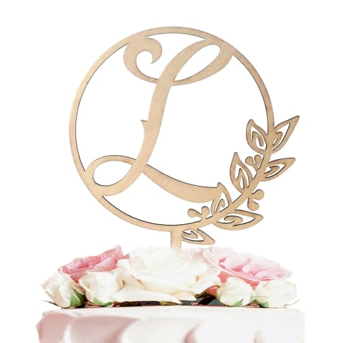 LINGTEER Wooden Initial Letter L Cake Topper – 5.5" x 6.5" Rustic for Birthday Wedding Anniversary