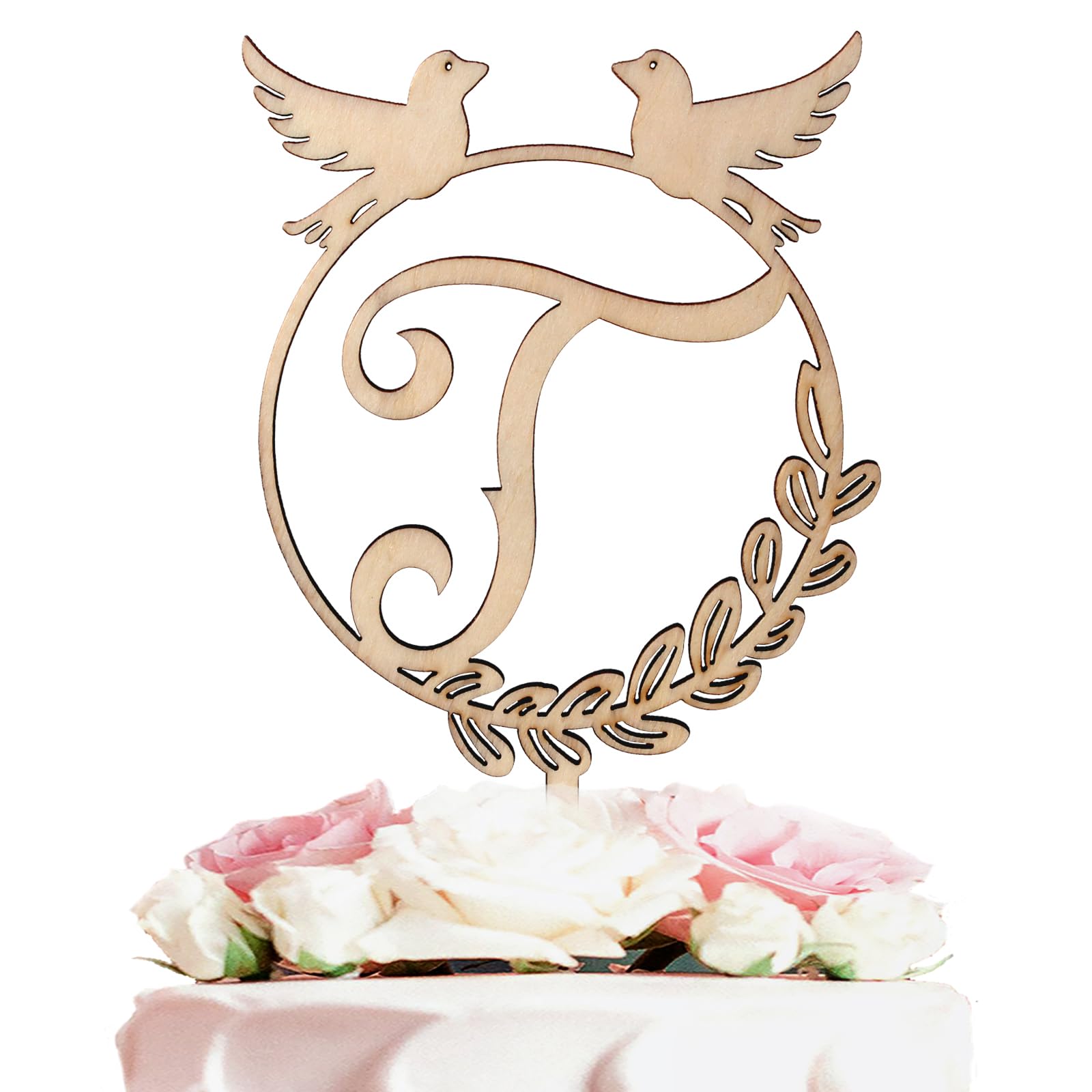 LINGTEER Wooden Letter T Cake Topper – 5.5 x 6.5 Inches for Birthday, Wedding, Anniversary Parties