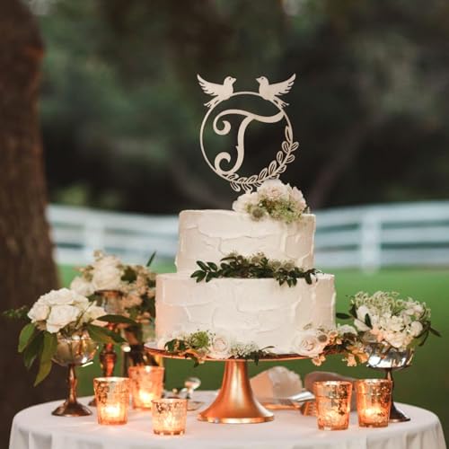 LINGTEER Wooden Letter T Cake Topper – 5.5 x 6.5 Inches for Birthday, Wedding, Anniversary Parties