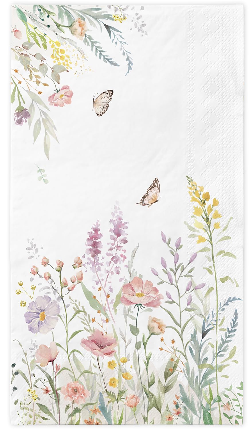 LINHAXM 100 Watercolor Wild Flower Napkins – Disposable Floral Hand Towels for Weddings, Baby Showers, and Parties