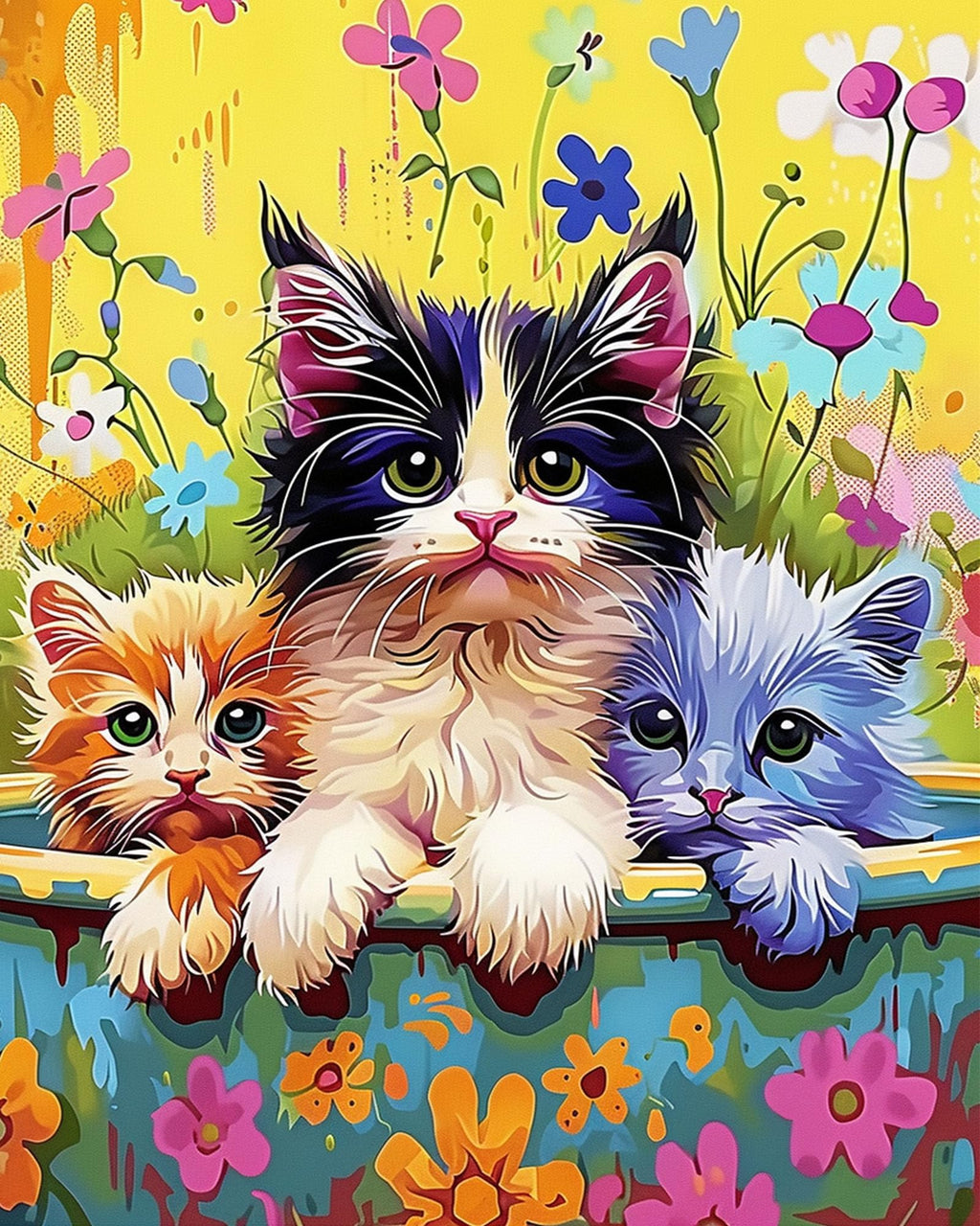 Linkmonde Paint by Numbers Kit – Colorful Cute Cat, 16x20 Inch DIY Canvas for Teens and Beginners