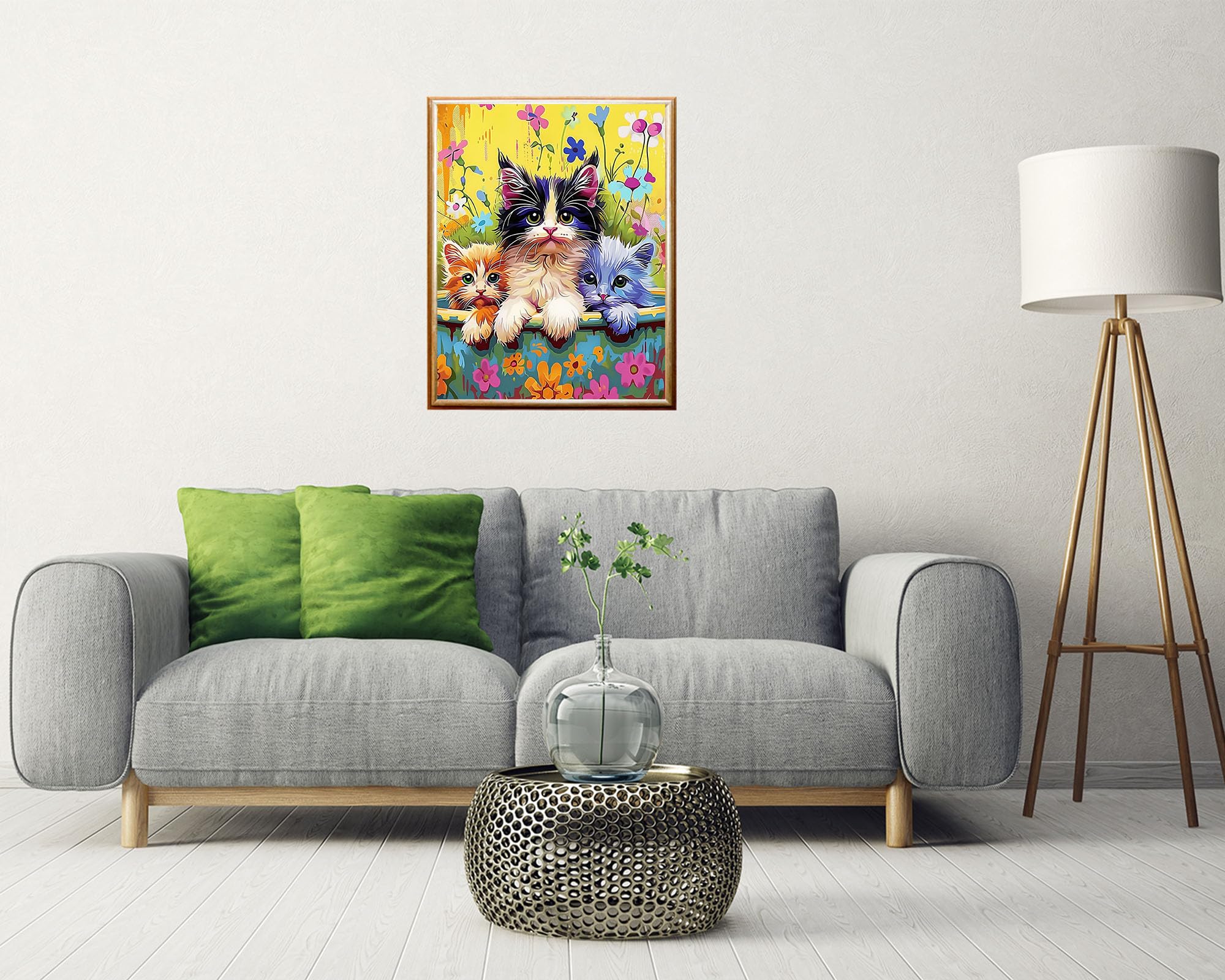 Linkmonde Paint by Numbers Kit – Colorful Cute Cat, 16x20 Inch DIY Canvas for Teens and Beginners